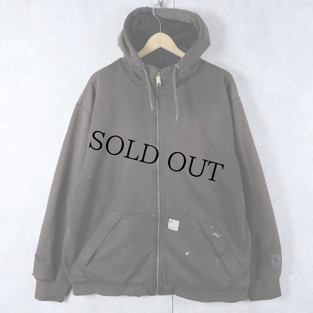 画像1: Carhartt フェード スウェットジップパーカー BLACK L (1)