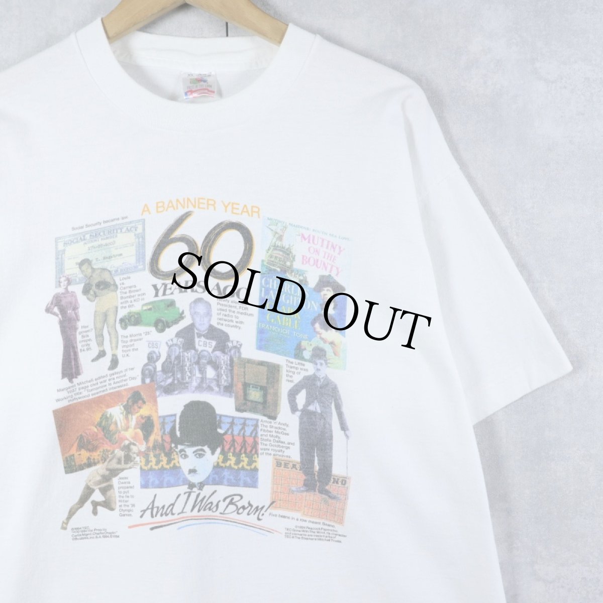 画像1: 90's USA製 "A Banner Year 60 Years Ago" コラージュプリントTシャツ XL (1)
