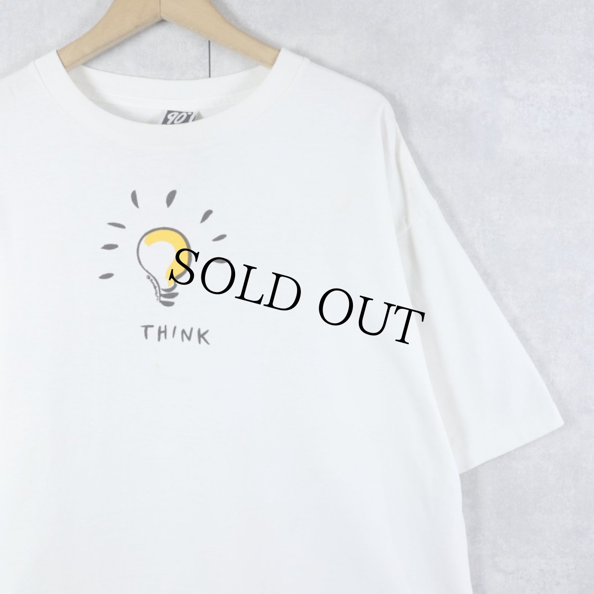 画像1: 90's USA製 "THINK” 電球プリントTシャツ XL (1)