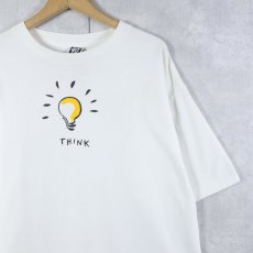 画像1: 90's USA製 "THINK” 電球プリントTシャツ XL (1)