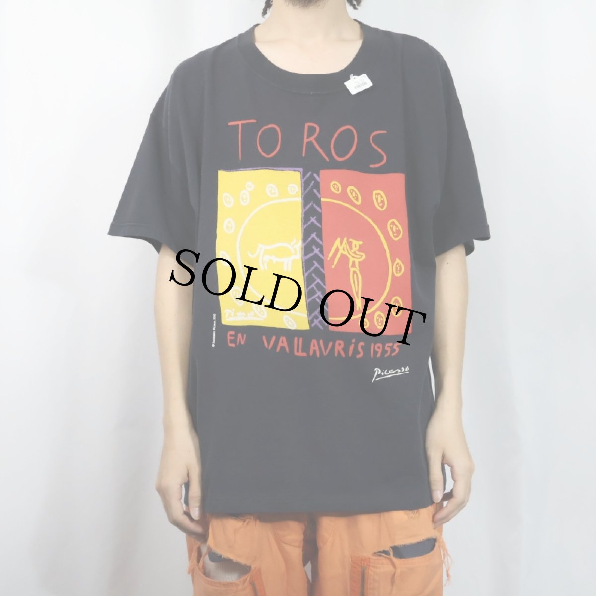 画像2: 2000's Pablo Picasso "TOROS EN VALLAURIS" アートプリントTシャツ BLACK (2)