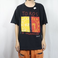 画像2: 2000's Pablo Picasso "TOROS EN VALLAURIS" アートプリントTシャツ BLACK (2)