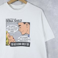 画像1: 90's DERMA SHIELD USA製 アメコミ風 シュールイラストプリントTシャツ L (1)
