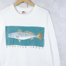 画像1: 90's USA製 "SPECKLED TROUT" 魚プリントロンT L (1)