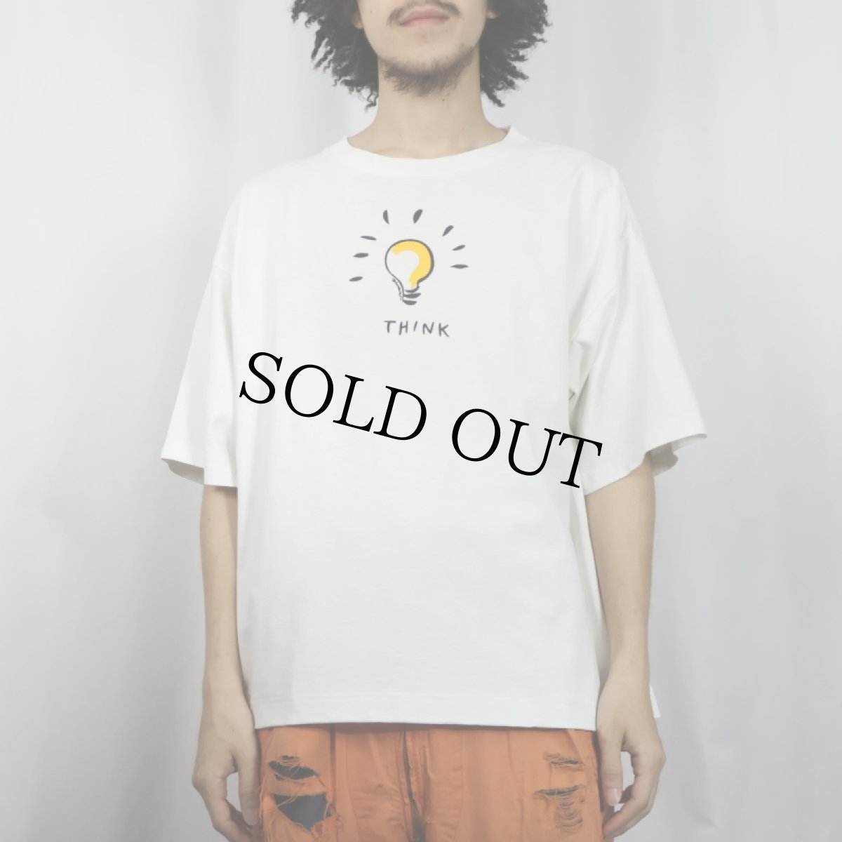 画像2: 90's USA製 "THINK” 電球プリントTシャツ XL (2)