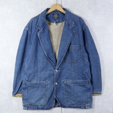 画像1: Willis&Geiger エルボーパッチ付き デニムテーラードジャケット L (1)