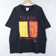 画像1: 2000's Pablo Picasso "TOROS EN VALLAURIS" アートプリントTシャツ BLACK (1)