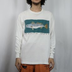 画像2: 90's USA製 "SPECKLED TROUT" 魚プリントロンT L (2)