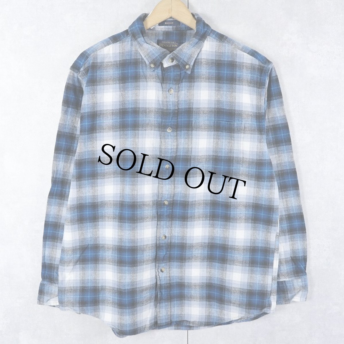 画像1: PENDLETON "MASON" オンブレーチェック柄 コットンボタンダウンシャツ L (1)