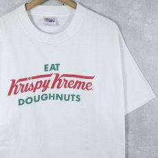 画像1: 90's Krispy Kreme Doughnuts ドーナツショップ ロゴプリントTシャツ XL (1)