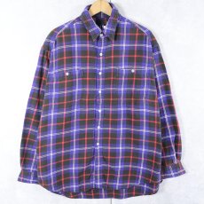 画像1: 90's GAP チェック柄 ライトネルシャツ L (1)