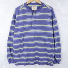 画像1: 90's〜 Levi's マルチボーダー柄 ヘンリーネックロンT M (1)