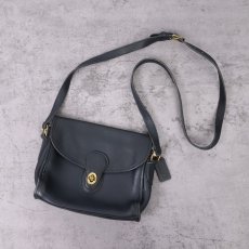 画像1: 80's COACH USA製 レザーショルダーバッグ BLACK (1)