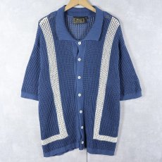 画像1: Massive Luxury Edition 切り替えデザイン メッシュニットシャツ L (1)