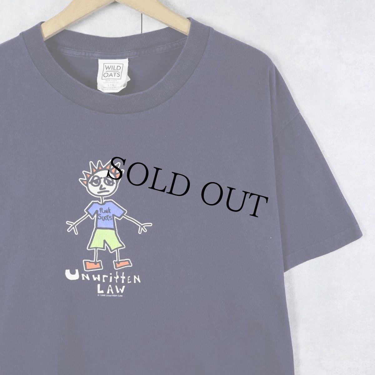 画像1: 90's Unwritten Law パンクロックバンドプリントTシャツ NAVY L (1)