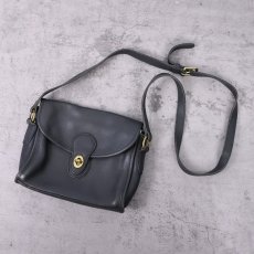 画像1: 80's COACH USA製 レザーショルダーバッグ BLACK (1)