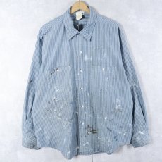 画像1: 70’s〜 LION UNIFORM ストライプ柄 ポリエステル×コットンシャツ XL (1)