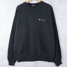 画像2: 90's Champion 青刺繍タグ 後期 USA製 ロゴ刺繍 前Vスウェット BLACK XL (2)