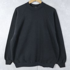 画像1: 90's FRUIT OF THE LOOM USA製 無地ラグランスウェット BLACK XL (1)