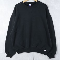 画像1: 90's RUSSELL ATHLETIC 前V 無地スウェット BLACK XL (1)