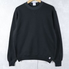 画像1: 90's RUSSELL ATHLETIC USA製 前V 無地スウェット BLACK M (1)