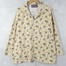 画像1: 90's P.J. Salvage Clothing Company "Night Pals!" 総柄 コットンパジャマシャツ  (1)