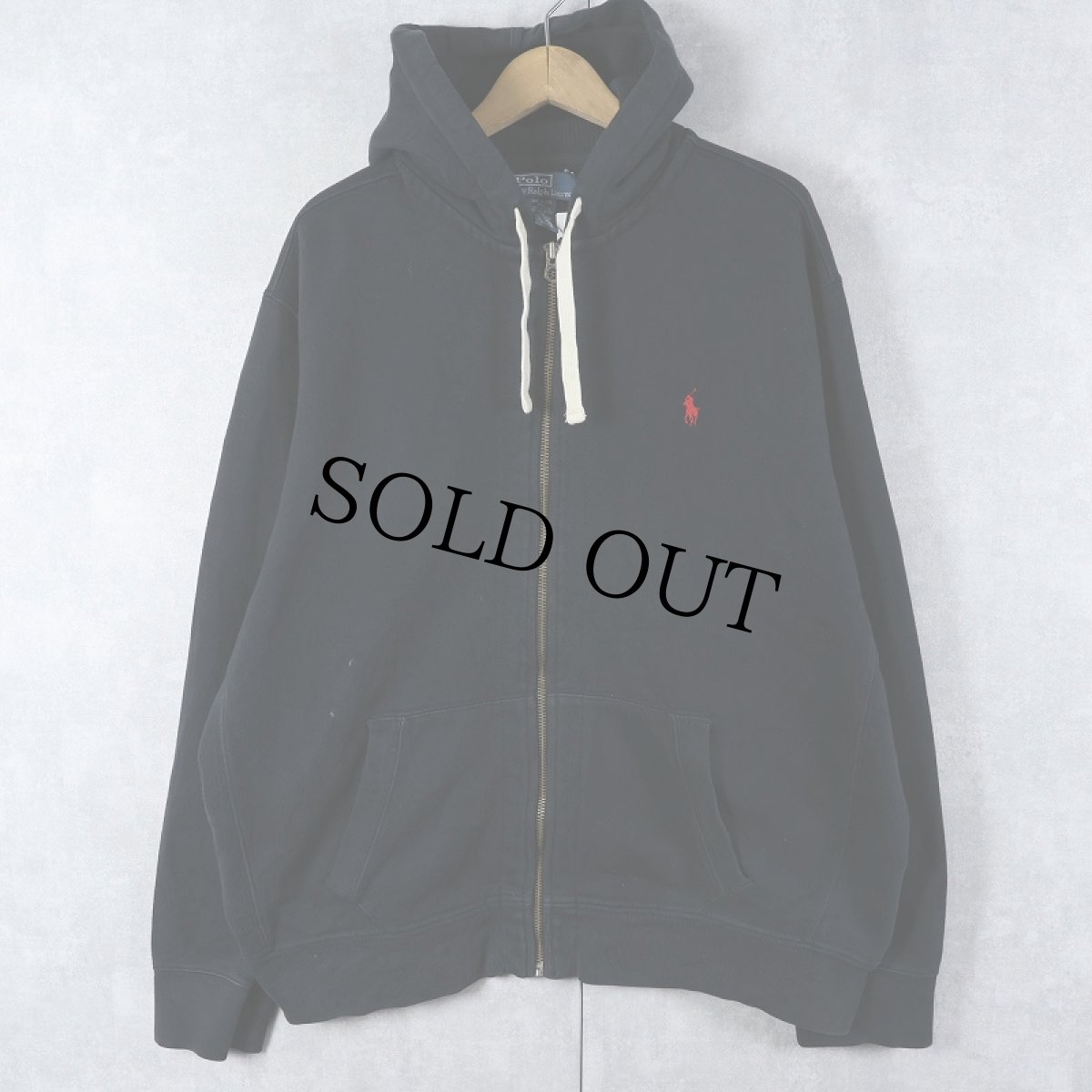 画像1: POLO Ralph Lauren ロゴ刺繡 スウェットジップパーカー BLACK XXL (1)