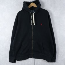 画像1: POLO Ralph Lauren ロゴ刺繡 スウェットジップパーカー BLACK XXL (1)