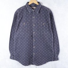 画像1: 90's THE TERRITORY AHEAD 柄織り コットンシャツ L (1)