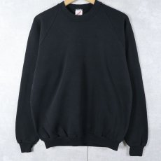 画像1: 80〜90's JERZEES USA製 無地ラグランスウェット BLACK XL (1)
