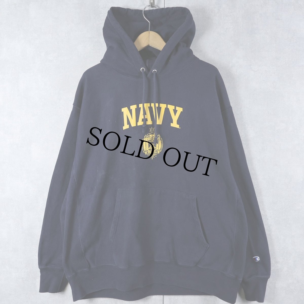 画像1: Champion REVERSE WEAVE "NAVY" プリントスウェットフーディー NAVY 2XL (1)