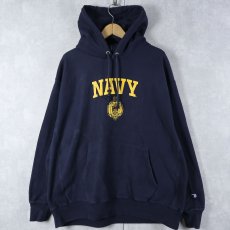 画像1: Champion REVERSE WEAVE "NAVY" プリントスウェットフーディー NAVY 2XL (1)