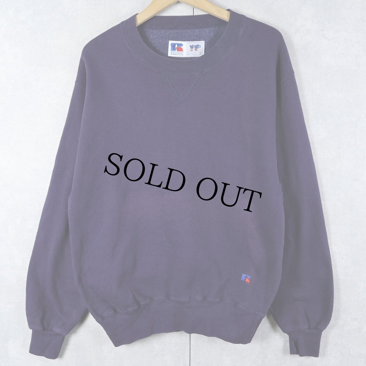 画像1: 90's RUSSELL ATHLETIC USA製 "HIGH COTTON" 前V 無地スウェット NAVY S (1)