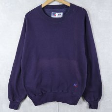 画像1: 90's RUSSELL ATHLETIC USA製 "HIGH COTTON" 前V 無地スウェット NAVY S (1)