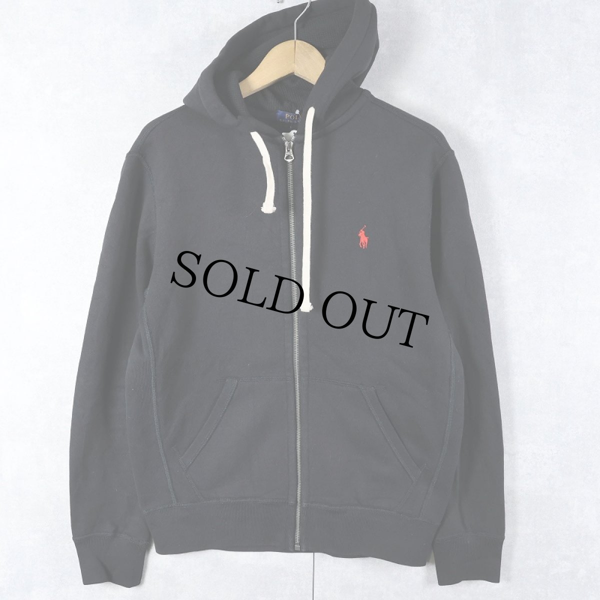 画像1: POLO Ralph Lauren ロゴ刺繡 スウェットジップパーカー BLACK S (1)