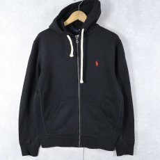 画像1: POLO Ralph Lauren ロゴ刺繡 スウェットジップパーカー BLACK S (1)