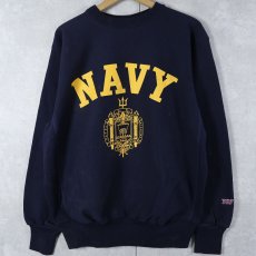 画像1: 90's MV SPORT USA製 REVERSE WEAVE TYPE "NAVY" プリントスウェット NAVY S (1)