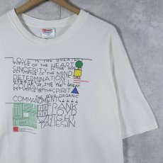 画像1: 90's〜 Frank Lloyd Wright "THE FOUR ORGANIC COMMANDMENTS" 建築家 アートプリントTシャツ XL (1)