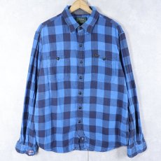 画像1: 80〜90's POLO COUNTRY Ralph Lauren バッファローチェック柄 ダブルフェイス コットンガーゼシャツ XL (1)