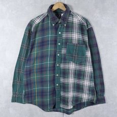 画像1: 90's GAP チェック柄 クレイジーパターン ボタンダウンネルシャツ XL (1)