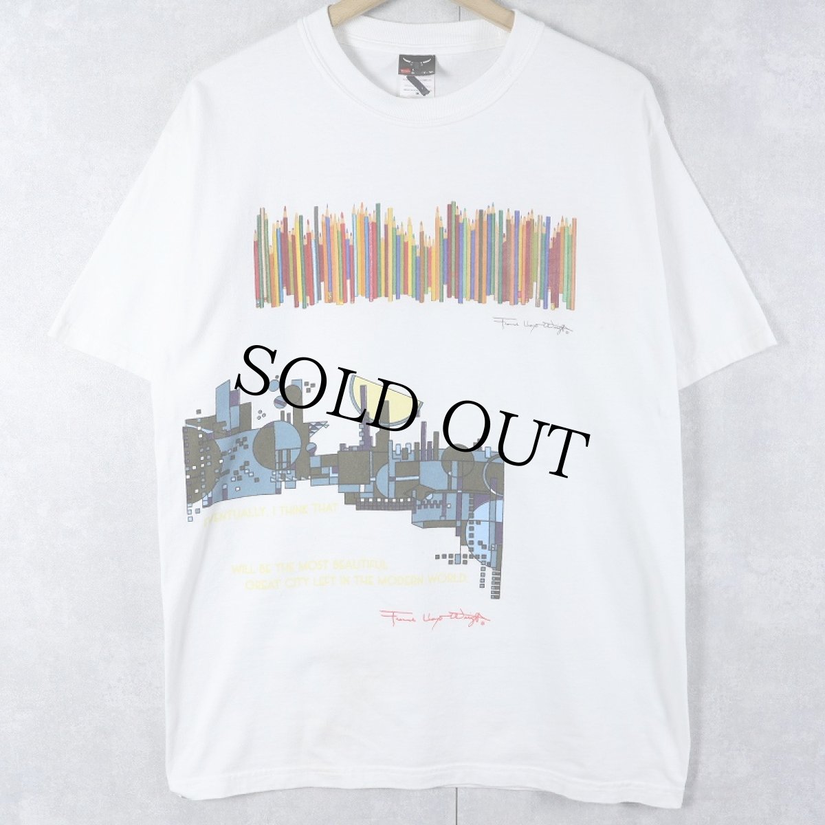 画像1: Frank Lloyd Wright 建築家 アートプリントTシャツ M (1)