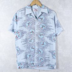 画像1: 50's DUKE KAHANAMOKU オールオーバーパターン レーヨンアロハシャツ S (1)