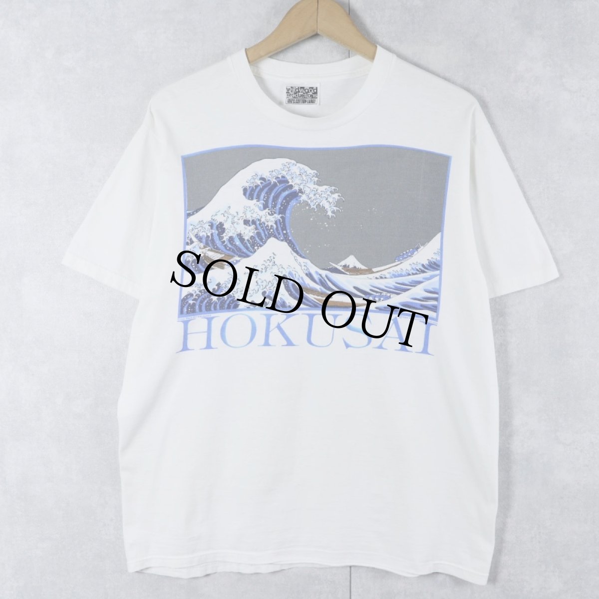 画像1: 80〜90's 葛飾北斎 "冨嶽三十六景《神奈川沖浪裏》" 浮世絵プリントTシャツ L (1)