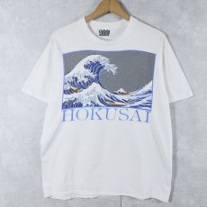 画像1: 80〜90's 葛飾北斎 "冨嶽三十六景《神奈川沖浪裏》" 浮世絵プリントTシャツ L (1)