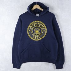画像1: SOFFE USA製 "U.S.NAVY" リフレクタープリントスウェットフーディー NAVY S (1)