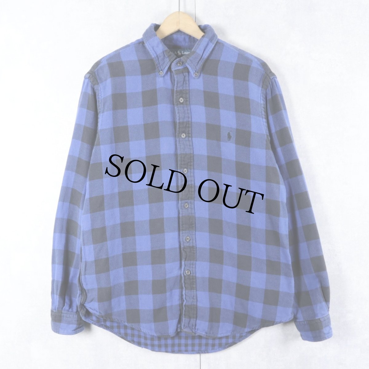 画像1: Ralph Lauren "CUSTOM FIT" バッファローチェック柄 コットンボタンダウンシャツ L (1)