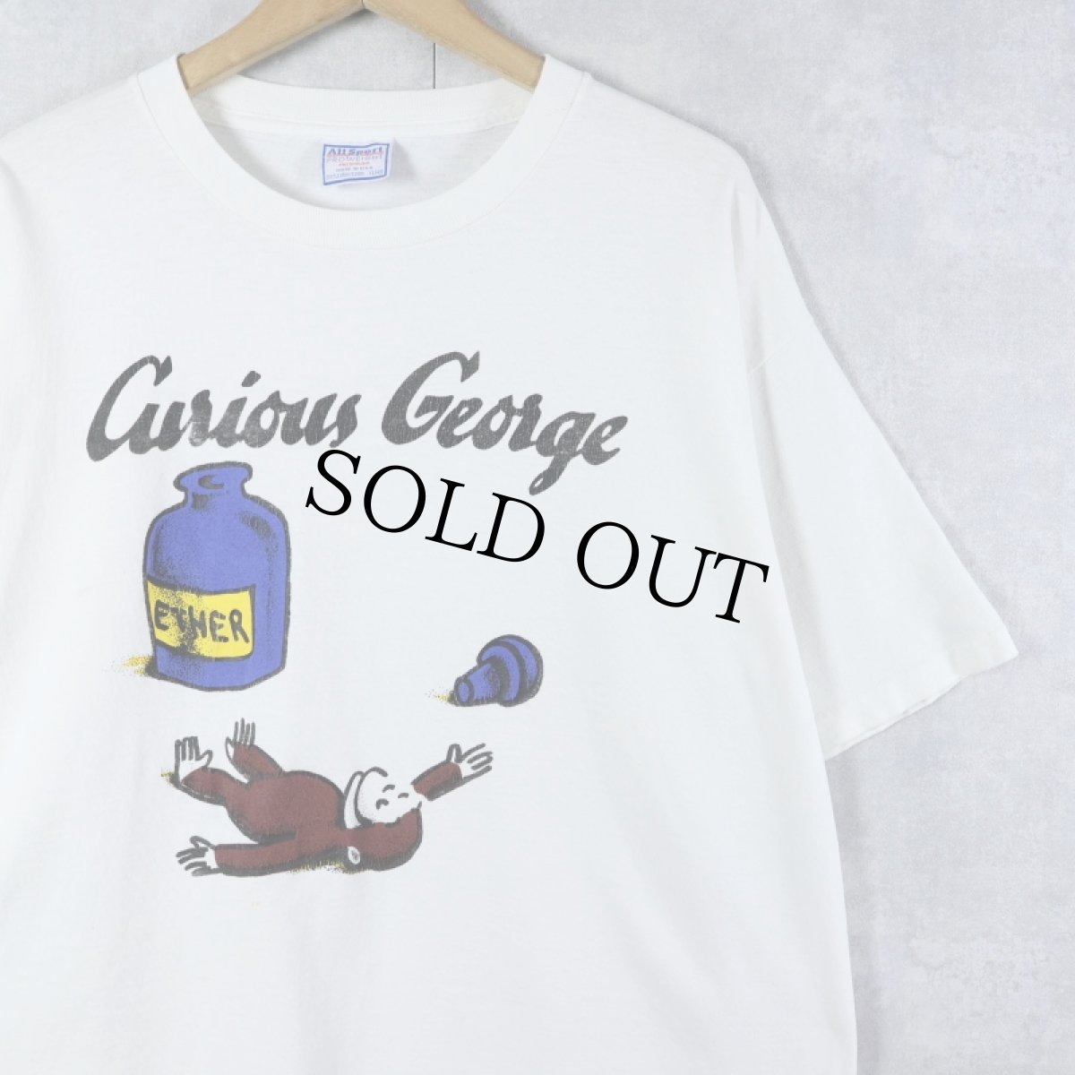 画像1: 90's Curious George USA製 キャラクタープリントTシャツ XL (1)