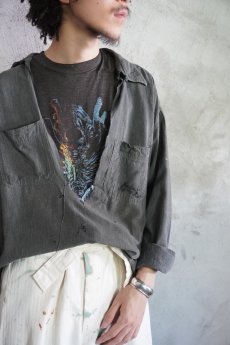 画像1: 【SALE】 40's HOMESTEADER マチ付き ブラックシャンブレーシャツ (1)