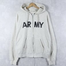 画像1: 90's U.S.ARMY PFU ロゴプリント スウェットジップパーカー X-LARGE (1)