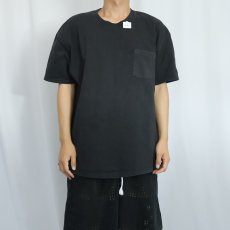 画像2: 90〜2000's Hanes 無地ポケットTシャツ BLACK L (2)